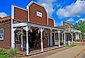 Shops in Medora, North Dakota. Image credit Dennis MacDonald via Shutterstock.