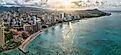 Sunrise over Honolulu, Hawaii.