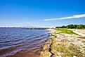 Gulf coast beach in Ocean Springs, Mississippi.