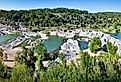 Panoramic view of Pedernales River Falls, in Pedernales Falls State Park.