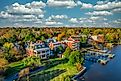 Aerial summer view of colonial Chestertown on the Chesapeake Bay in Maryland, USA.