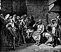 Socrates Death, sentenced to death by drinking hemlock poison (circa 4th century BC).