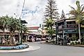 Shops and businesses in the centre of Byron Bay, NSW, Australia.