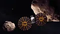 Artist rendering of the Lucy mission to explore Jupiter's Trojan asteroids. NASA’s Goddard Space Flight Center/Conceptual Image Lab/Adriana Gutierrez, Public domain, via Wikimedia Commons
