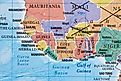 Senegal, Guinea, Liberia, Cote D'ivoire, Ghana, Togo, Benin, Burkina Faso on the world map.