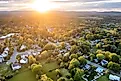 An aerial view of the town of Hamilton, Virginia, located in Loudoun County.