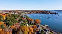 Aerial view of Camden, Maine.