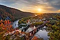 Harpers Ferry, West Virginia, U.S. overlooking the Shenandoah Valley at sunset in the fall. Image Credits: Sean Pavone via Shutterstock