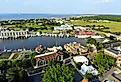 Aerial view of Lewes, Delaware, fishing port and waterfront residential homes along the canal. Image credit Khairil Azhar Junos via Shutterstock