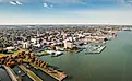Incredible aerial city skyline panorama photograph of Sandusky, Ohio. 