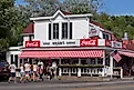 Ephraim, Wisconsin: A group of tourists enter Wilson's Restaurant & Ice Cream Parlor in Door County, Wisconsin on a hot summer day.