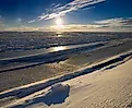 Ice formations at the mouth of Sag river emptying into Prudhoe Bay Beaufort Sea Arctic Ocean