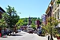 Main Street in Saranac Lake in the Adirondack Mountains of New York.