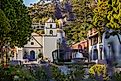 View of the historic Spanish Colonial era Mission San Buenaventura in Ventura, California