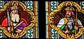 Stained glass window depicting Charlemagne or Charles the Great, on the left side, in the Dom of Cologne, Germany. Editorial credit: jorisvo / Shutterstock.com