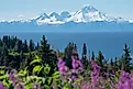 Redoubt Volcano across Cook Inlet from Anchor Point, Alaska.