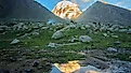 Sacred mount Kailash, Mount Kailash and Om Parvat, Kailash, Tibet Himalayan mountains 