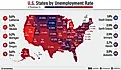 infographic of US states by unemployment rate
