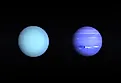Uranus and Neptune are both ice giant planets. Image credit via Shutterstock / Tristan 3d