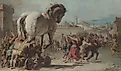 The Procession of the Trojan Horse in Troy (Giovanni Domenico Tiepolo, Public domain, via Wikimedia Commons)