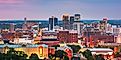 Birmingham, Alabama, USA downtown city skyline at dusk.