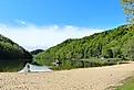 Sandy beach at Hungry Mother Lake. Image credit Anne Katherine Jones via Shutterstock