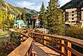 Boardwalk in Taos Ski Valley, New Mexico in fall
