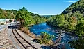 Railroad tracks along the Lehigh River lead into Jim Thorpe, Pennsylvania. Image credit Andrew F. Kazmierski via Shutterstock