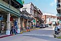 Beautiful street view downtown Eureka Springs, Arkansas. Image credit shuttersv via Shutterstock.