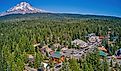 Aerial View of Government Camp, Oregon which is the Base Camp for Mt. Hood