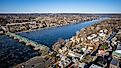 Aerila view of Lambertville, New Jersey.