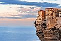 Fortified village of Bonifacio built on top of a cliff  in Corsica, France