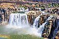Shoshone Falls located in Twin Falls, Idaho, displaying the waterfall's natural beauty.