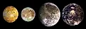 The four largest moons of Jupiter which are known as the Galilean satellites. (NASA, Public domain, via Wikimedia Commons)