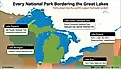 Infographic showing Every National Park Bordering The Great Lakes