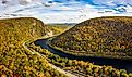 The Delaware Water Gap with fall colors.