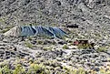Abandoned buildings at Leadfield ghost town in Death Valley National Park, California, US