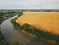 aerial shot of the Red River in North Dakota