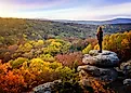 Fall scenery at the Garden of the Gods Wilderness in Illinois.