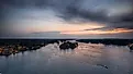Islands in the St. Lawrence River at sunset near Alexandria Bay, New York.