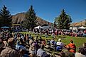 Basque dancers performing at the trailing of the sheep festival in Hailey, Idaho.
