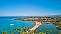 View of the coast along Waikoloa in Hawaii.