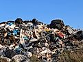 Garbage mountain in landfill. 