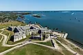 Aerial view of Castillo de San Marcos fort in St. Augustine, Florida. 