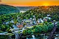 Aerial view of Harper's Ferry, West Virginia.
