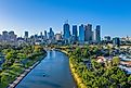 Aerial view of the Melbourne Central Business District and the Yarra River.