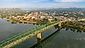 Aerial view of the scenic town of Marietta, Ohio.