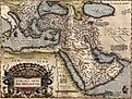 Vintage cartographic illustration of the Ottoman Empire, Persia, and Arabian territories. Image Credit: steve estvanik / Shutterstock