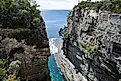 View of Devil's Kitchen from the Waterfall Bluff Track, Tasmania. 