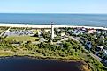 Aerial view of Cape May Point State Park in Cape May, New Jersey.